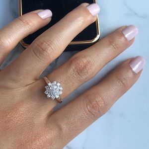 Solid 14k White gold with Natural Diamonds Ring